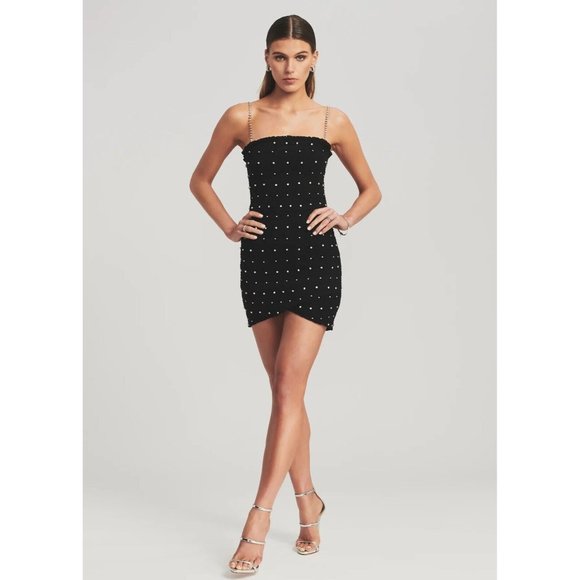 retrofete Adara Dress Black Mini Crystal Embellished - Picture 3 of 11